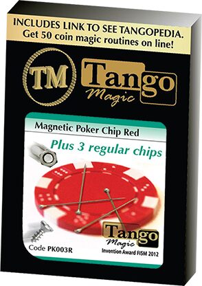 Magnetic Poker Chip Red plus 3 regular chips (PK003R) by Tango Magic