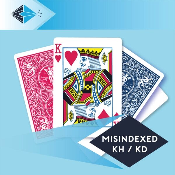 mis-indexed-king-hearts-spades-kh-kd-playing card for magicians printing printers Stockport Manchester UK