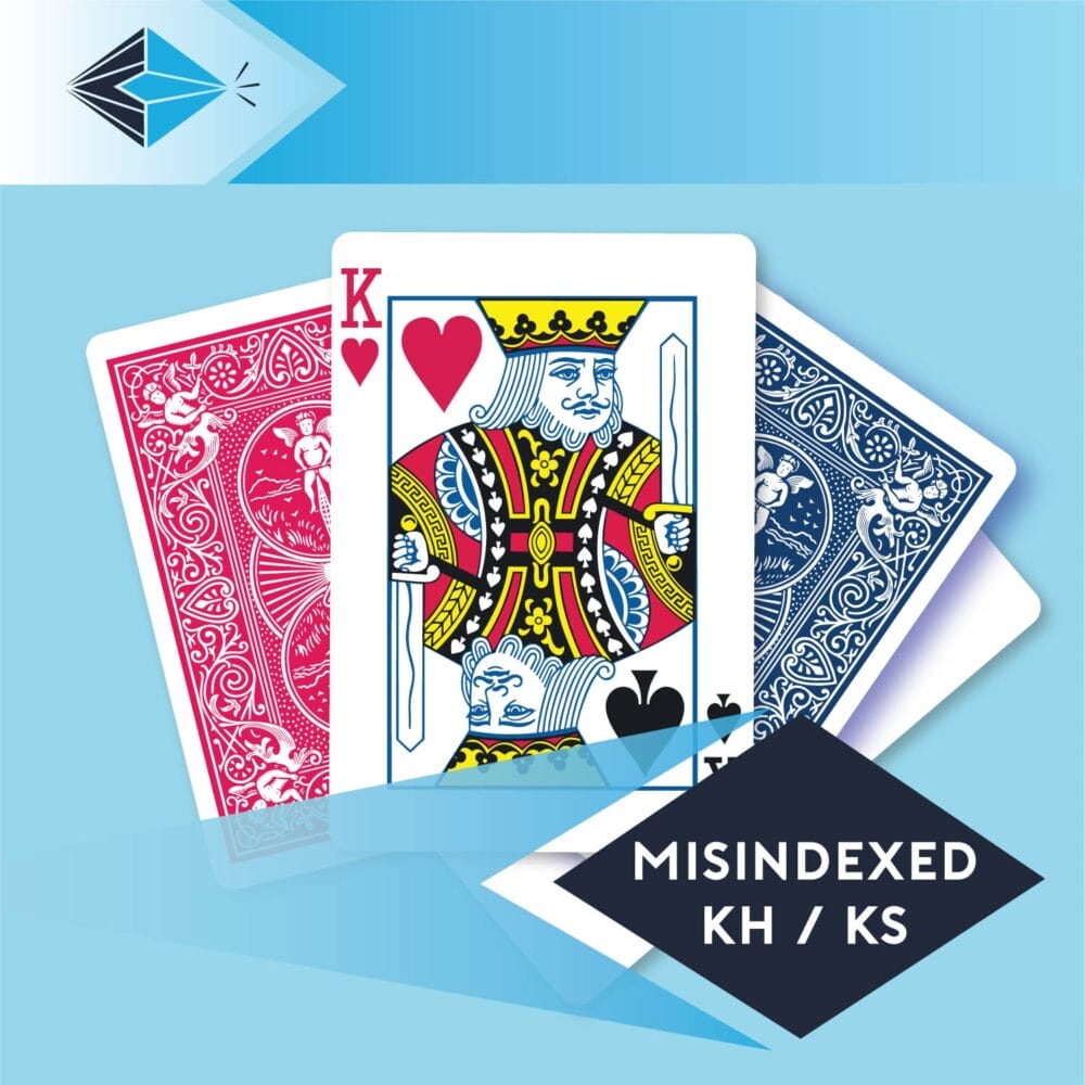 mis-indexed-king-hearts-spades-kh-ks-playing card for magicians printing printers Stockport Manchester UK