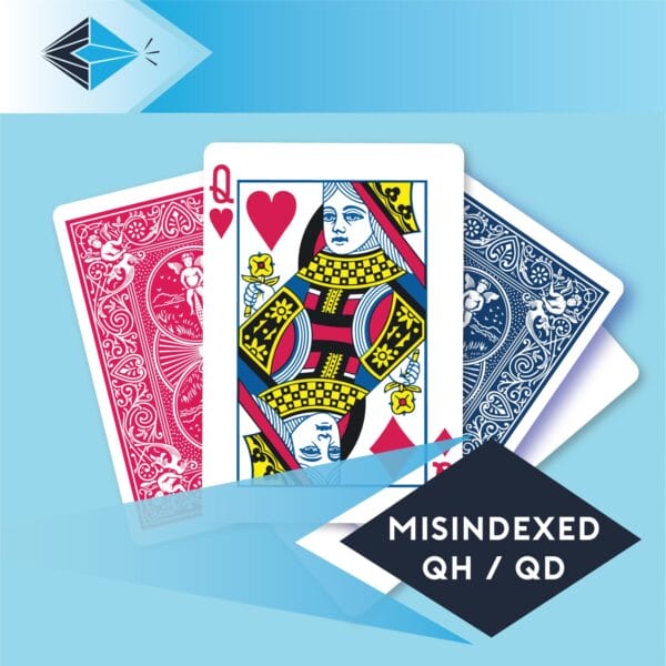 mis-indexed-queen-spades-clubs-qh-qd-playing card for magicians printing printers Stockport Manchester UK